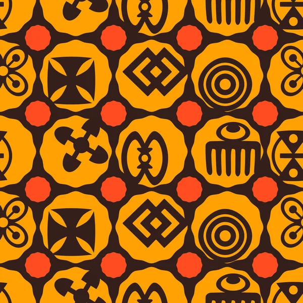 Sfondo senza cuciture con simboli adinkra — Vettoriale Stock