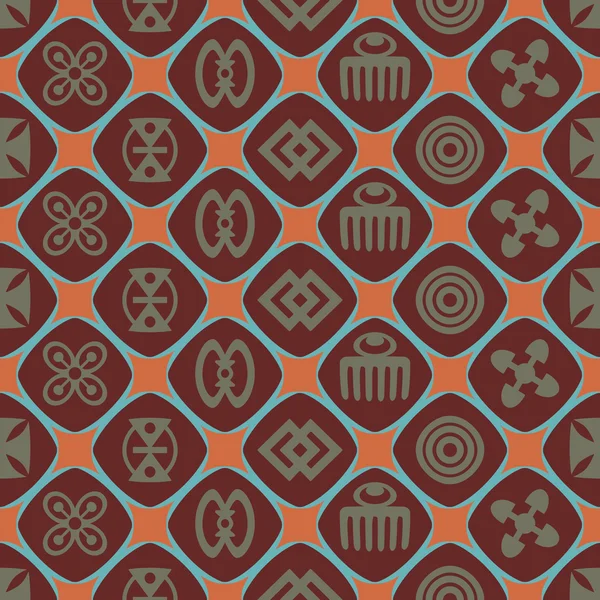 Fondo sin costuras con símbolos de adinkra — Vector de stock