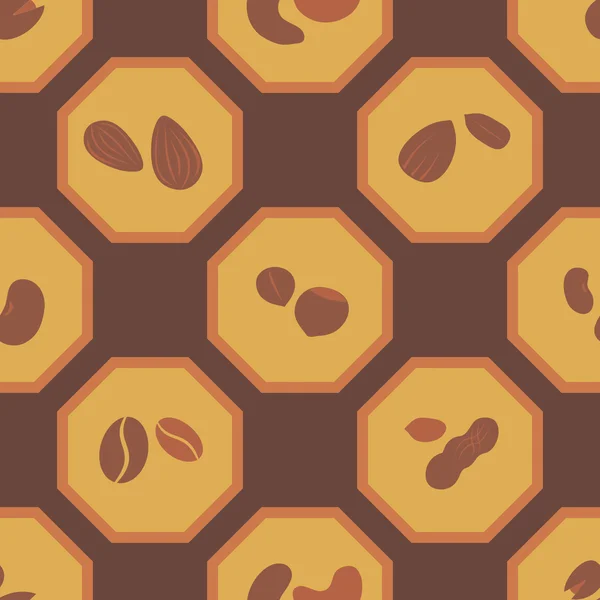 Fondo sin costuras con frijoles y nueces — Vector de stock