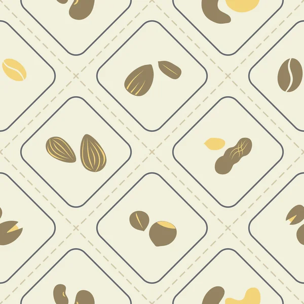 Bezešvé pozadí s fazolí a ořechů — Stockový vektor