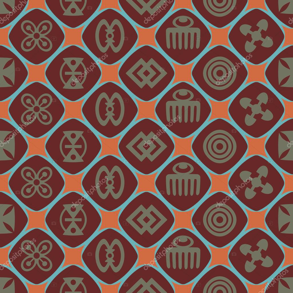 Seamless background with adinkra symbols Stock Vector Image by ©drutska