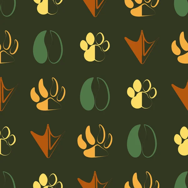 Fondo sin costuras con rastros de animales y aves — Vector de stock