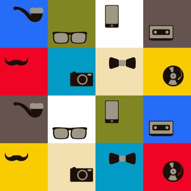 Hipster nesnelerle sorunsuz arka plan