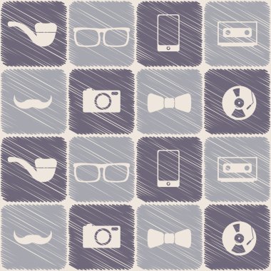 Hipster nesnelerle sorunsuz arka plan