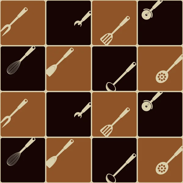 Fond sans couture avec des outils de cuisine — Image vectorielle