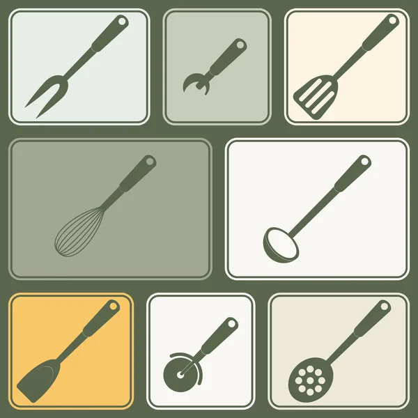 Бесшовный фон с кухонными инструментами — стоковый вектор