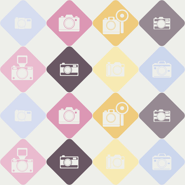 Бесшовный фон с символами фотокамеры
