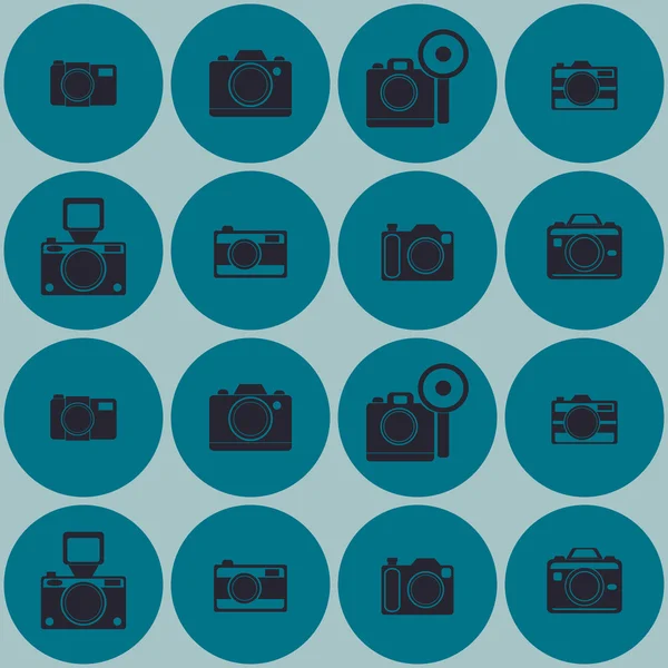 Seamless background with photo camera symbols — Stock Vector