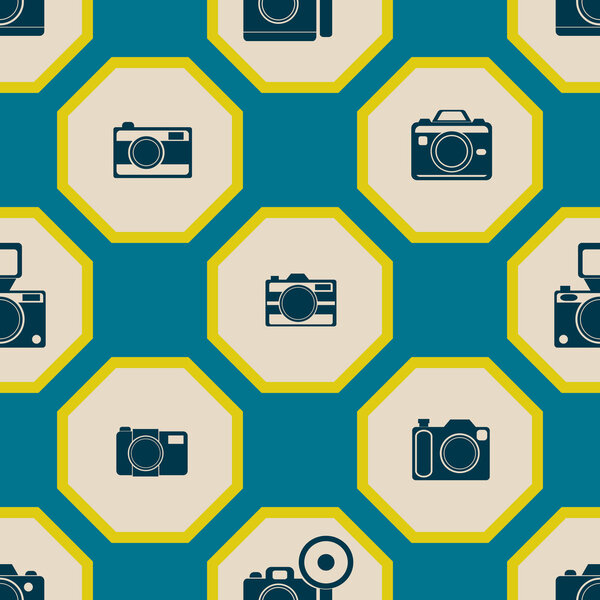 Бесшовный фон с символами фотокамеры
