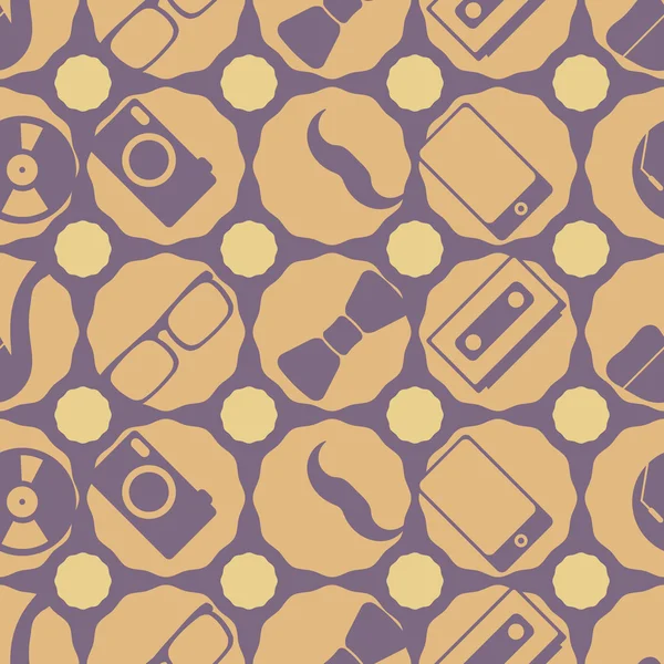 Fondo sin costuras con objetos hipster — Vector de stock