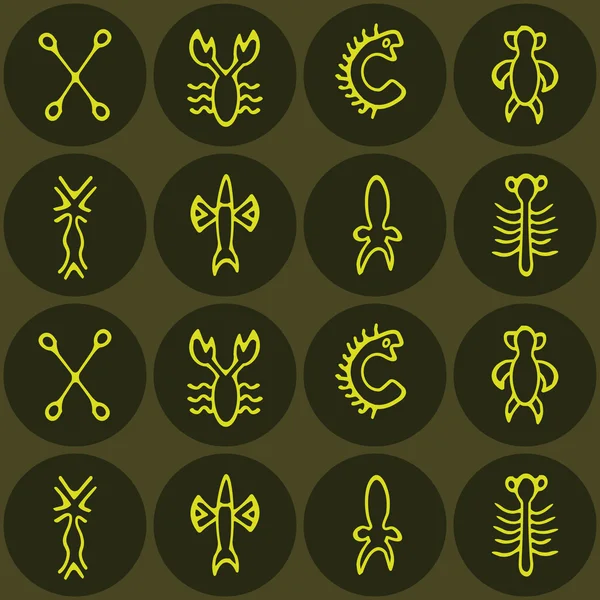 Seamless background with Rongorongo glyphs — Stock Vector