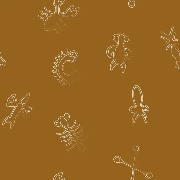 Fond sans couture avec glyphes Rongorongo — Image vectorielle