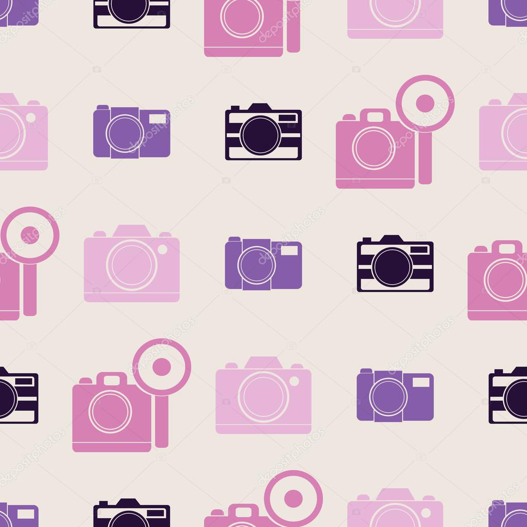 Seamless background with photo camera symbols