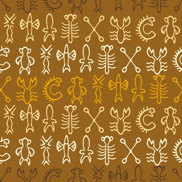 Бесшовный фон с глифами Ронгоронго — стоковый вектор