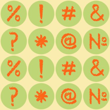 Noktalama işaretleri ve bilgisayar klavye simgeleri ile sorunsuz arka plan