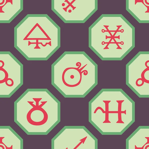 Бесшовный фон с символами алхимических процессов — стоковый вектор