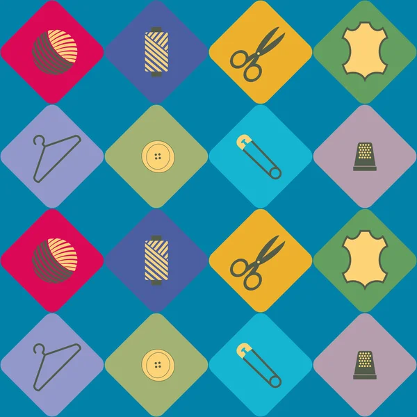 Naadloze patroon met naaien gerelateerde symbolen — Stockvector