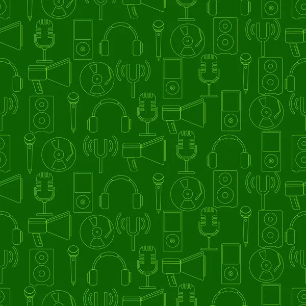 Fondo sin fisuras con música y equipo de audio — Vector de stock