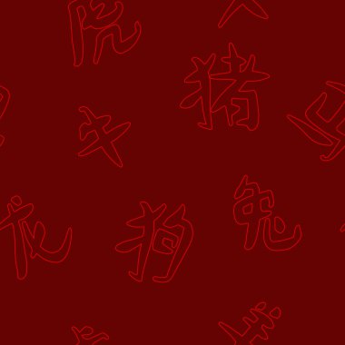 Çince zodyak işaretleri hiyeroglif ile sorunsuz arka plan