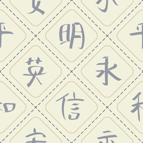 Bezešvé pozadí s čínskými hieroglyfy — Stockový vektor