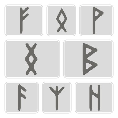 Runes tasarımınız için ile tek renkli simgeler kümesi