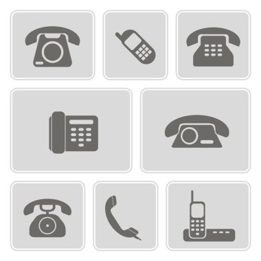 Tasarımınız için telefon ile tek renkli simgeler kümesi