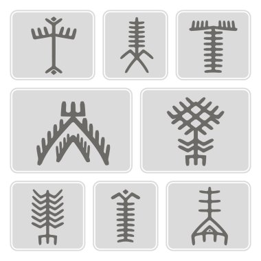 Set of monochrome icons with Touareg tattoo symbols for your design clipart