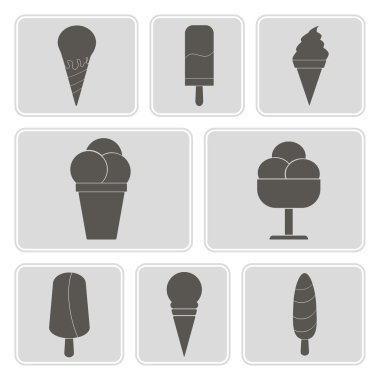Dondurma tasarımınız için tek renkli simgeler kümesi