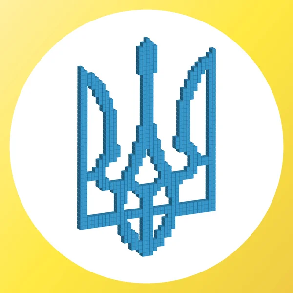 Coat of arms of Ukraine in pixel style — Stock Vector