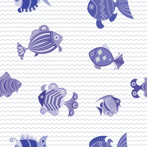 Vector seamless pattern with fishes — Stock Vector