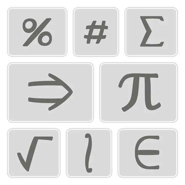 Set di icone monocromatiche con simboli matematici per il vostro disegno — Vettoriale Stock