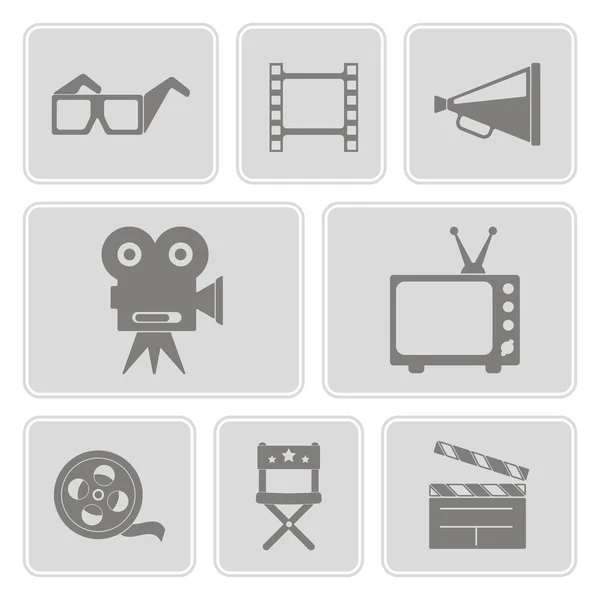 Zestaw monochromatyczne ikony kina symboli do projektowania — Wektor stockowy