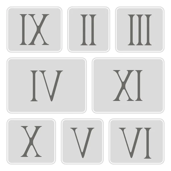 Ensemble d'icônes monochromes avec chiffres romains pour votre conception — Image vectorielle