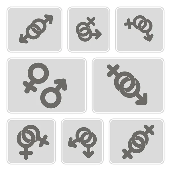 Ensemble d'icônes monochromes avec des symboles de genre pour votre conception — Image vectorielle