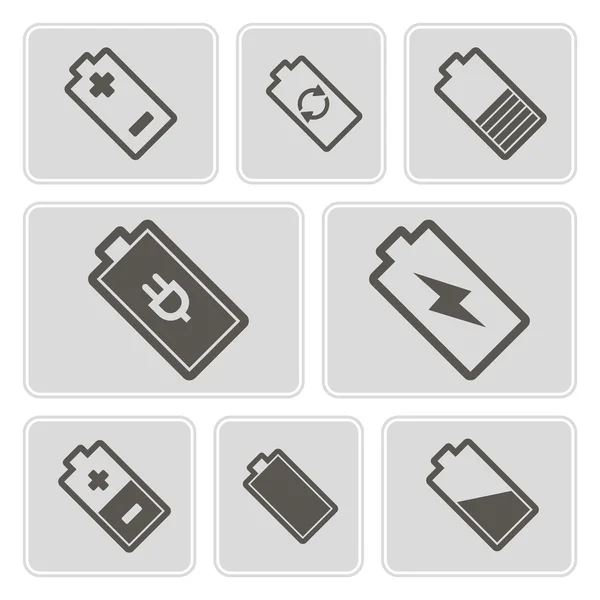 Set of monochrome icons with batteries for your design — Stock Vector