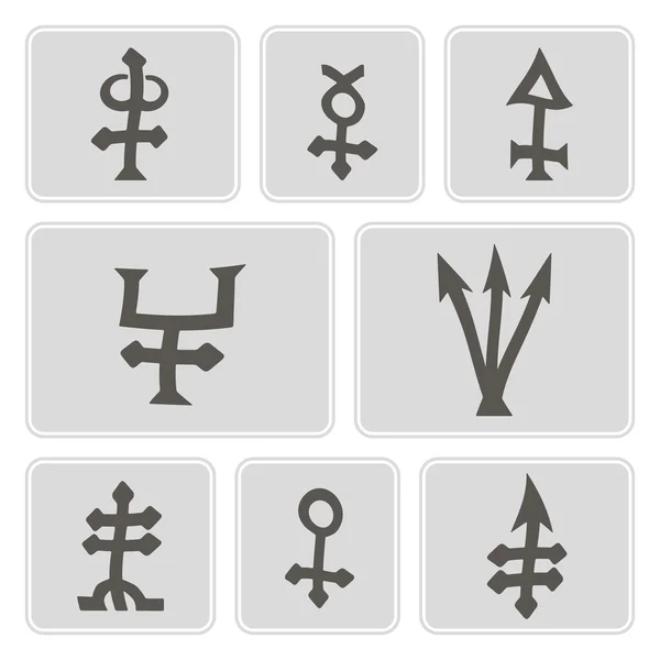 Set of monochrome icons with alchemical symbols for your design — Stock Vector