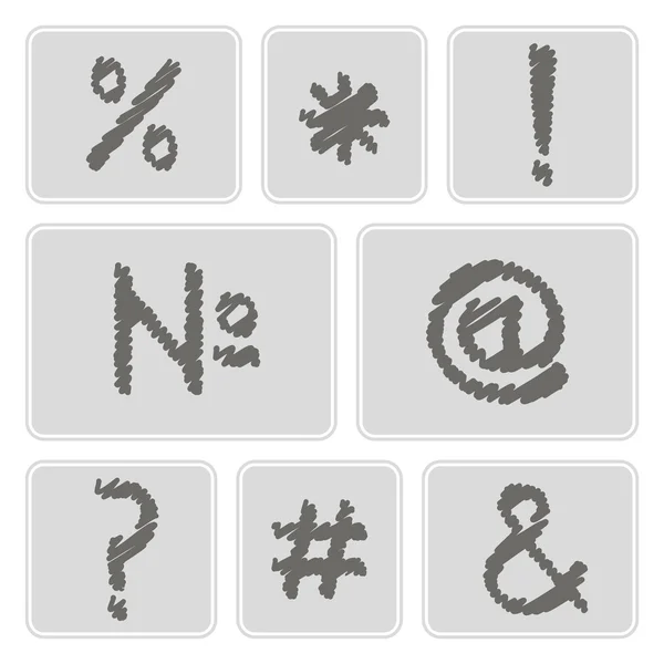 Set of monochrome icons with punctuation marks and computer keyboard symbols for your design — Stock Vector