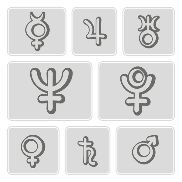 Ensemble d'icônes monochromes avec des symboles astronomiques pour votre conception — Image vectorielle