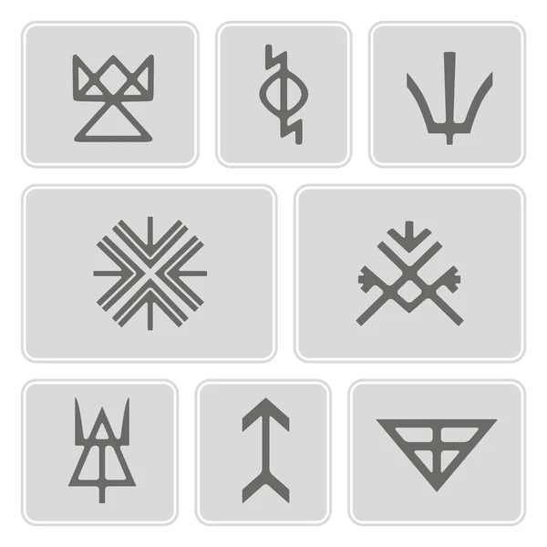 Set of monochrome icons with Slavic pagan symbols for your design — Stock Vector