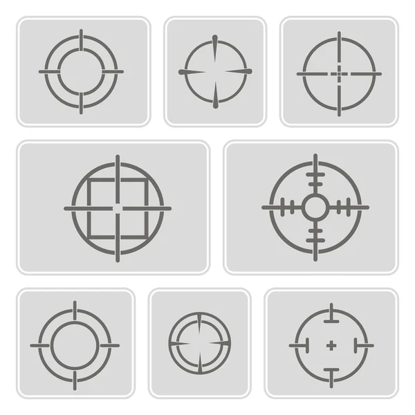 Ensemble d'icônes monochromes avec des symboles de portée sniper pour votre conception — Image vectorielle