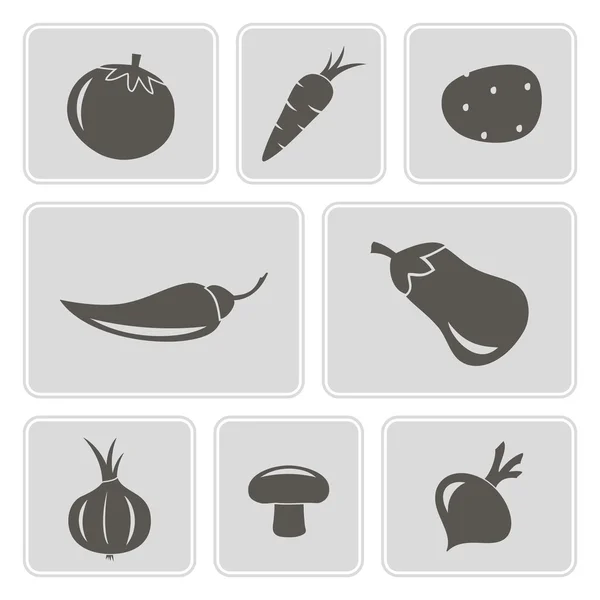 あなたのデザインのための野菜とモノクロのアイコンのセット — ストックベクタ