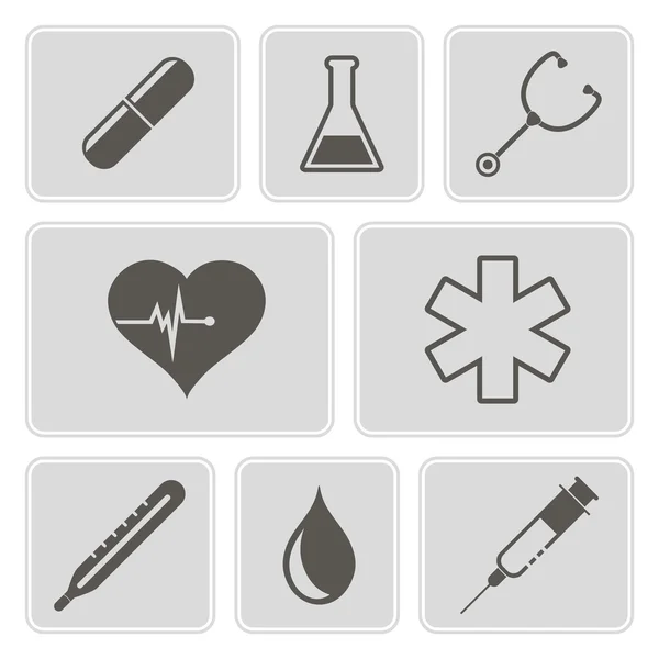 Conjunto de ícones monocromáticos sobre o tema médico para o seu design — Vetor de Stock