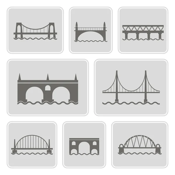 Set de icoane monocrome cu poduri diferite pentru designul dvs. — Vector de stoc