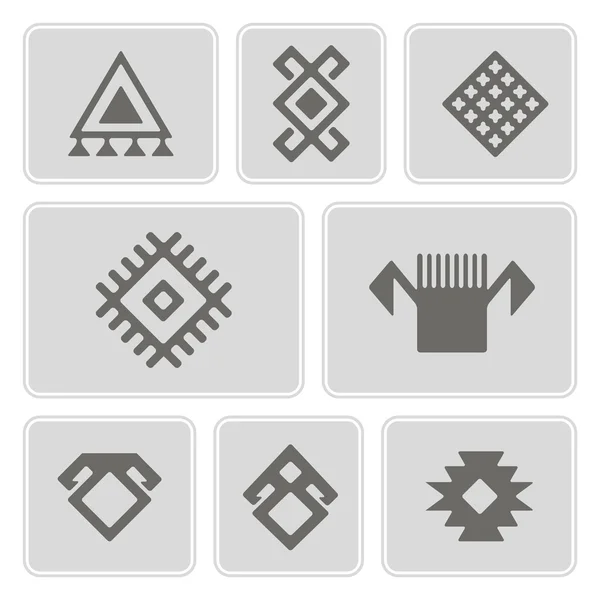 Tasarımınız için Pers etnik sembolleri bulunan tek renkli simgeler kümesi — Stok Vektör
