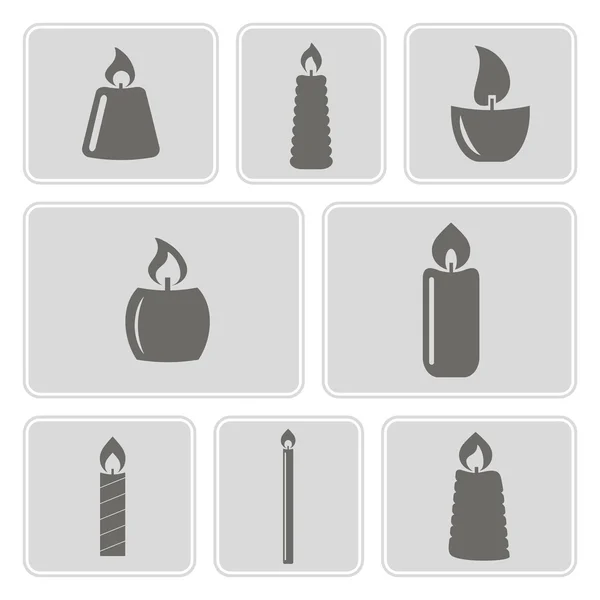 Set of monochrome icons with candles for your design — Stock Vector