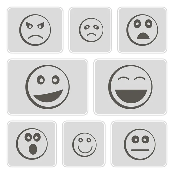 Set of monochrome icons with smilies for your design — Stock Vector