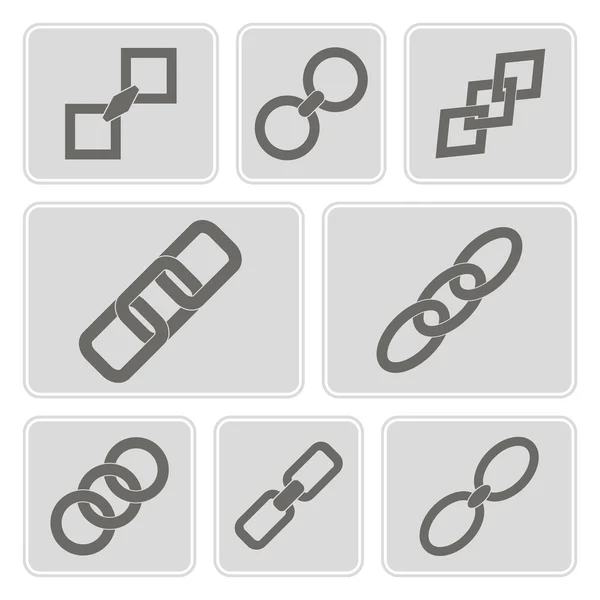 Set of monochrome icons with chains for your design — Stock Vector