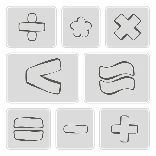 Set of monochrome icons with arithmetic symbols for your design — Stock Vector