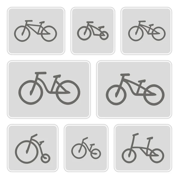 Conjunto de iconos monocromáticos con bicicletas para su diseño — Vector de stock