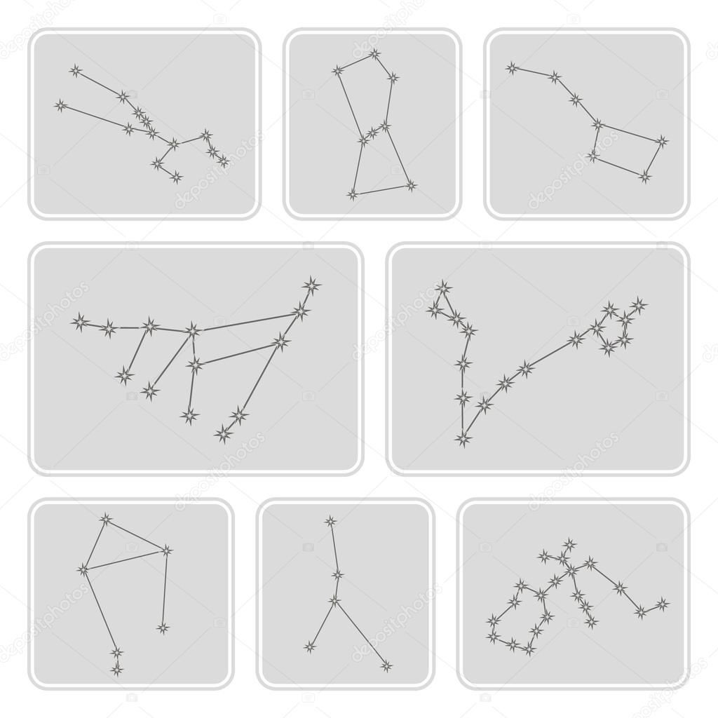 Set of monochrome icons with different constellations for your design